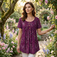 Limited Time Offer ⏰✨Women's Floral Print Pleated Tunic Top