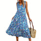 Women's Sleeveless Abstract Print Tiered Midi Dress   – free shipping on 2 items (save £3)! 🚚💷✨