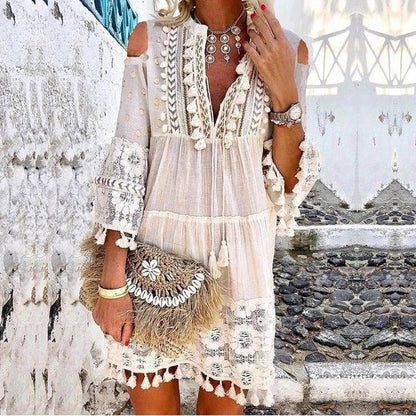 2026 New – 50% OFF – Women's Loose Cotton Linen Embroidered Dress 🌸👗