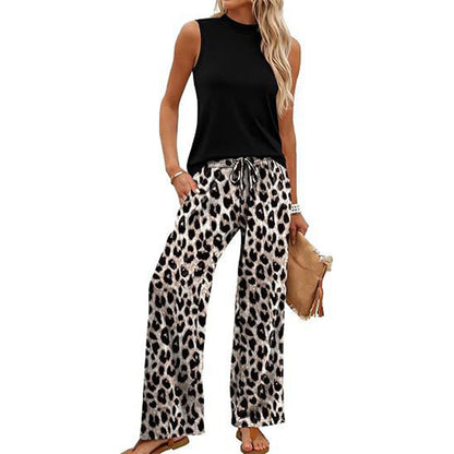 Women's Set – Sleeveless Top & Patterned Extra-Wide Pants – Airy, Elegant & Versatile – Perfect for Summer, Office & Vacation ✨🔥