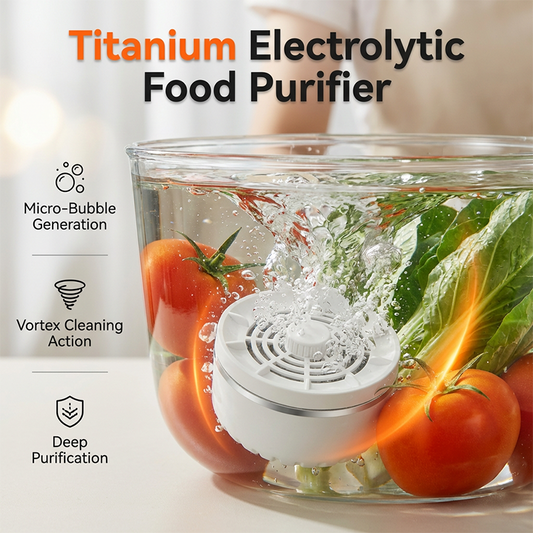 🔥50% OFF NOW🍎Titanium Electrolysis Fruit & Veg Purifier – Chemical-Free Cleaning with Vortex Wash & 63mm Titanium Plate✨