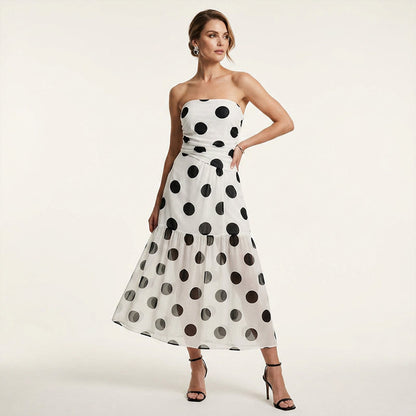 Limited time 50% OFF ⏰🔥Elegant Strapless Polka Dot Tiered Dress