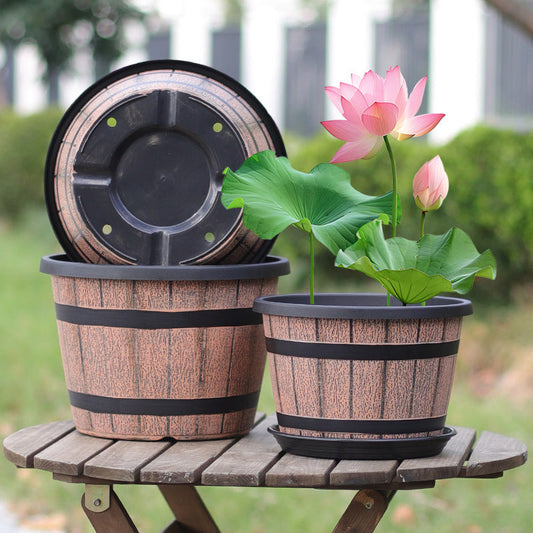 Limited Time Special Price! ⏰💥Round Resin Barrel Planter for Garden