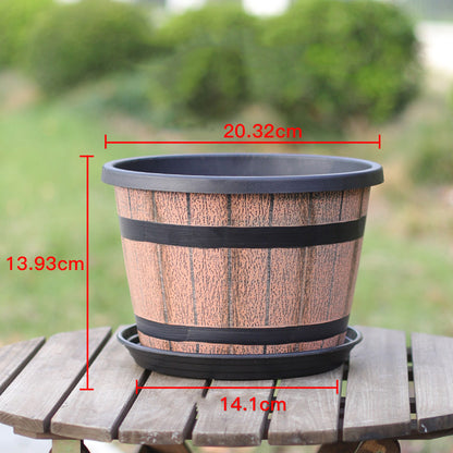 Limited Time Special Price! ⏰💥Round Resin Barrel Planter for Garden