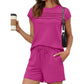 Bestseller shorts set – limited time 50% OFF! 🔥⏰Women's Pintuck T-Shirt & Drawstring Shorts 2-Piece Set