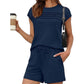 Bestseller shorts set – limited time 50% OFF! 🔥⏰Women's Pintuck T-Shirt & Drawstring Shorts 2-Piece Set