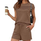 Bestseller shorts set – limited time 50% OFF! 🔥⏰Women's Pintuck T-Shirt & Drawstring Shorts 2-Piece Set