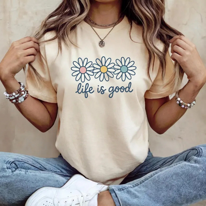 "🌼Life is Good😊" Daisy Graphic T-Shirt