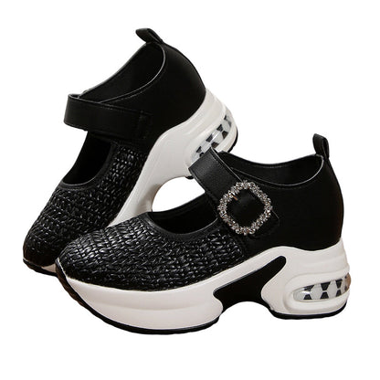 Breathable Woven Platform Mary Janes