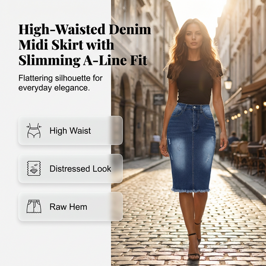 Women's High-Waist Frayed Hem Denim Skirt~Free shipping on 2 items 🚚✨