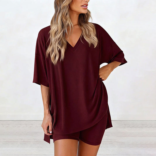 📢📢50% OFF !! ⏰Women's Lounge V-Neck Top & Shorts Set