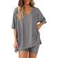 📢📢50% OFF !! ⏰Women's Lounge V-Neck Top & Shorts Set