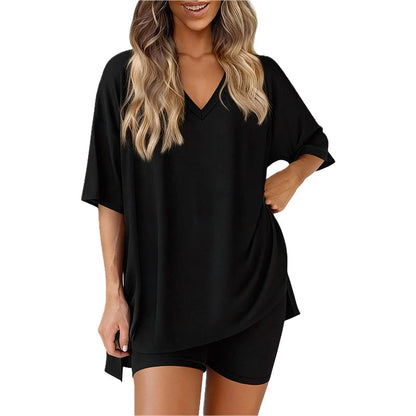 📢📢50% OFF !! ⏰Women's Lounge V-Neck Top & Shorts Set