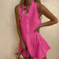 📢📢50% OFF !! ⏰Women's Ruffle Trim Button-Front Mini Dress