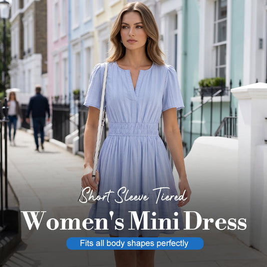 🔥Summer Hot Sale - 41% Off😍Women's Short Sleeve Tiered Mini Dress