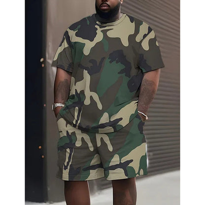 📢📢50% OFF !! ⏰Men's Camouflage Print T-Shirt & Shorts Set