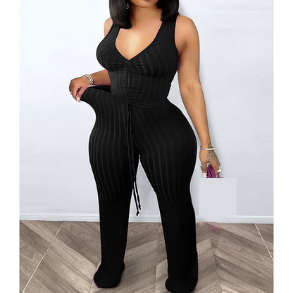 👚 50% OFF NOW! 👖 Women's V-Neck Drawstring Vest & Flare Pants Set – Adjustable fit, breathable fabric & perfect for summer lounging or casual chic 🌸