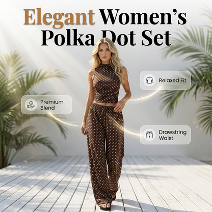 📢📢Last Day-50% OFF!!⏰Women's Polka Dot Sleeveless Top & Pants Set