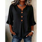 📢📢50% OFF !! ⏰ Women's V-Neck Ruffle Sleeve Blouse with Wooden Buttons – Bohemian, Flowy, Romantic 🍃
