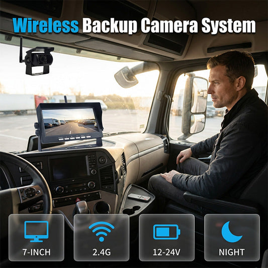 🥳50K+ SOLD!🚛📹 49% OFF! 7″ Wireless Backup Camera System – Stable 2.4G signal, 12V‑24V. Perfect for trucks & RVs. 🛡️✨