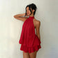 🔥LAST DAY SALE 50% OFF🔥Women’s Halter Neck Mini Dress – Slim-Fit, Sleeveless & Tie-Back ✨ | Elegant Summer Dress