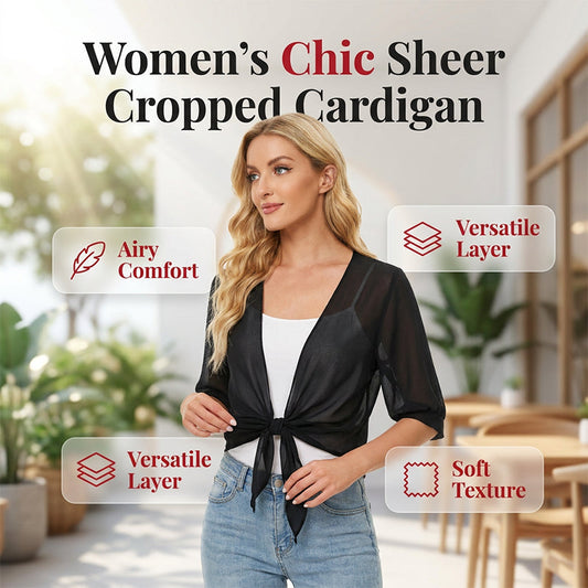 🎁2026 New Arrivals 50% OFF💥Women's Chiffon Tie-Front Top – Sheer, Cropped & Elegant – Summer Layering Essential 🍃