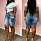 🏆LAST DAY SALE 50% OFF🔥Women's Mid-Waist Ripped Denim Bermuda Shorts