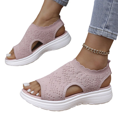👡50% OFF NOW ! 💐 Women's Breathable Knit Platform Sandals – Air-permeable knit upper, cushioned sole & lightweight comfy summer footwear ✨