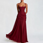 Women's Ruched Bodice Square Neck Maxi Dress