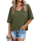 🏖️Summer Cool Deal: ONLY ￡16.99!💃Women's Half Sleeve V-Neck Top with Patchwork Hem