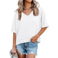 🏖️Summer Cool Deal: ONLY ￡16.99!💃Women's Half Sleeve V-Neck Top with Patchwork Hem