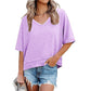 🏖️Summer Cool Deal: ONLY ￡16.99!💃Women's Half Sleeve V-Neck Top with Patchwork Hem