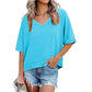 🏖️Summer Cool Deal: ONLY ￡16.99!💃Women's Half Sleeve V-Neck Top with Patchwork Hem