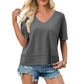 🏖️Summer Cool Deal: ONLY ￡16.99!💃Women's Half Sleeve V-Neck Top with Patchwork Hem