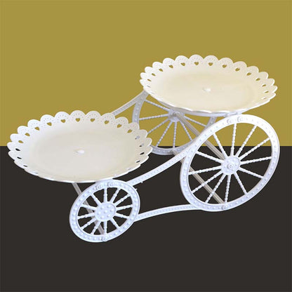 Two-Tier Carriage Serving Stand 🍰 Roll It Anywhere, Serve in Style – Two Spacious Tiers & Smooth Wheels ✨