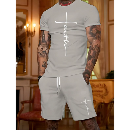 🔥While Supplies Last 50% OFF!🎉 Men's Faith Graphic T-Shirt & Shorts Set