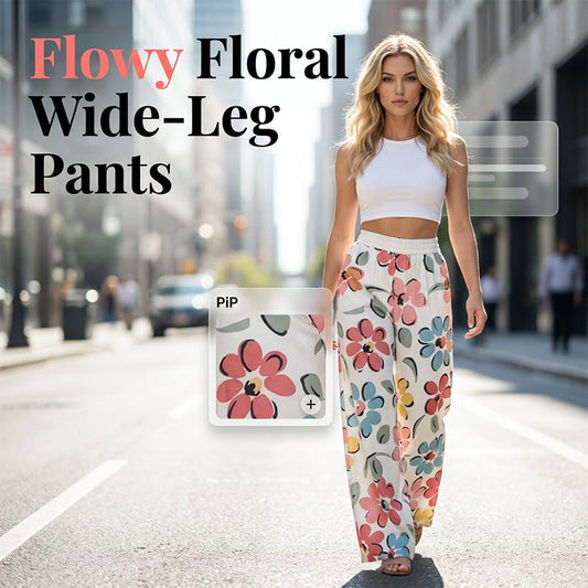 🏆LAST DAY SALE 50% OFF🔥Women's Floral Print Wide-Leg Palazzo Pants