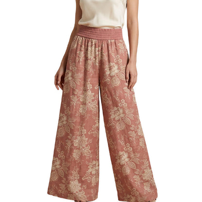 🏆LAST DAY SALE 50% OFF🔥Women's Floral Print Wide-Leg Palazzo Pants