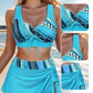 🩱 LIMITED-TIME 50% OFF! ✨ Women's 3-Piece Printed Swimsuit – V-Neck, Drawstring, Criss-Cross Back 🌺