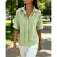 👚 50% OFF NOW!🌿 Women's Casual Striped Short-Sleeve Shirt – Relaxed Fit & V-Neck – Summer Essential 🛍️