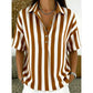 👚 50% OFF NOW!🌿 Women's Casual Striped Short-Sleeve Shirt – Relaxed Fit & V-Neck – Summer Essential 🛍️