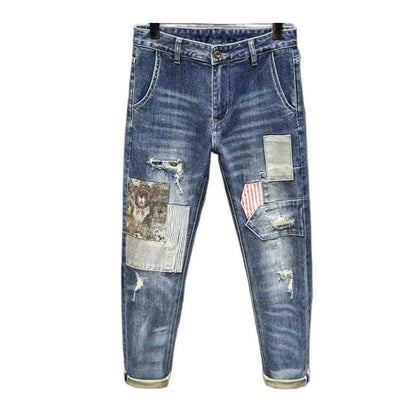 👖 50% OFF NOW! 🔥 Men's Patchwork Distressed Jeans – Rugged, casual & unique worn-in look – Relaxed fit, breathable denim – perfect for streetwear or everyday style ✨