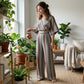 🏆LAST DAY SALE 50% OFF🔥Women's Striped Crop Top & Wide-Leg Pants Set