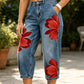 🥳 50% OFF! 🥳 Artistic Flower Wide-Leg Jeans for Women