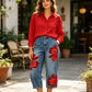 🥳 50% OFF! 🥳 Artistic Flower Wide-Leg Jeans for Women