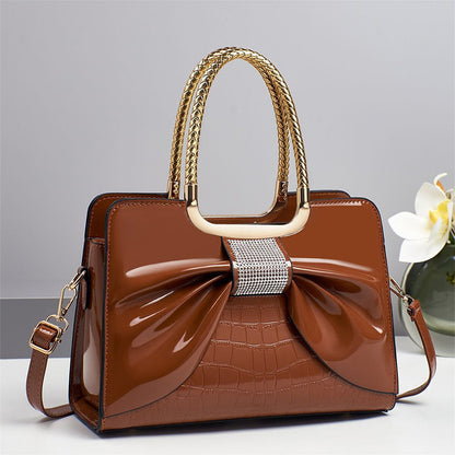 🏆LAST DAY SALE 50% OFF🔥Women's Elegant Bowknot Crocodile Pattern Shoulder Handbag