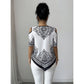 Boho Chic Cold Shoulder Top Irregular Hem Short Sleeve Tee