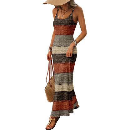 Women's Slim Fit Striped Maxi Dress