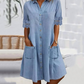 Women's Casual Loose Fit Denim Dress with Pockets