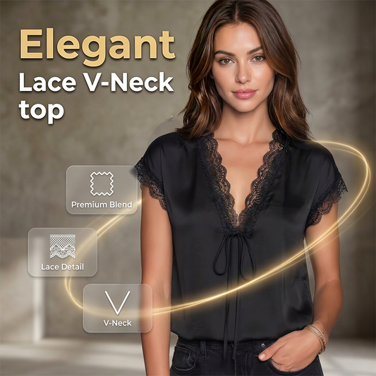 📢📢50% OFF !! ⏰Women's V-Neck Short Sleeve Lace Top